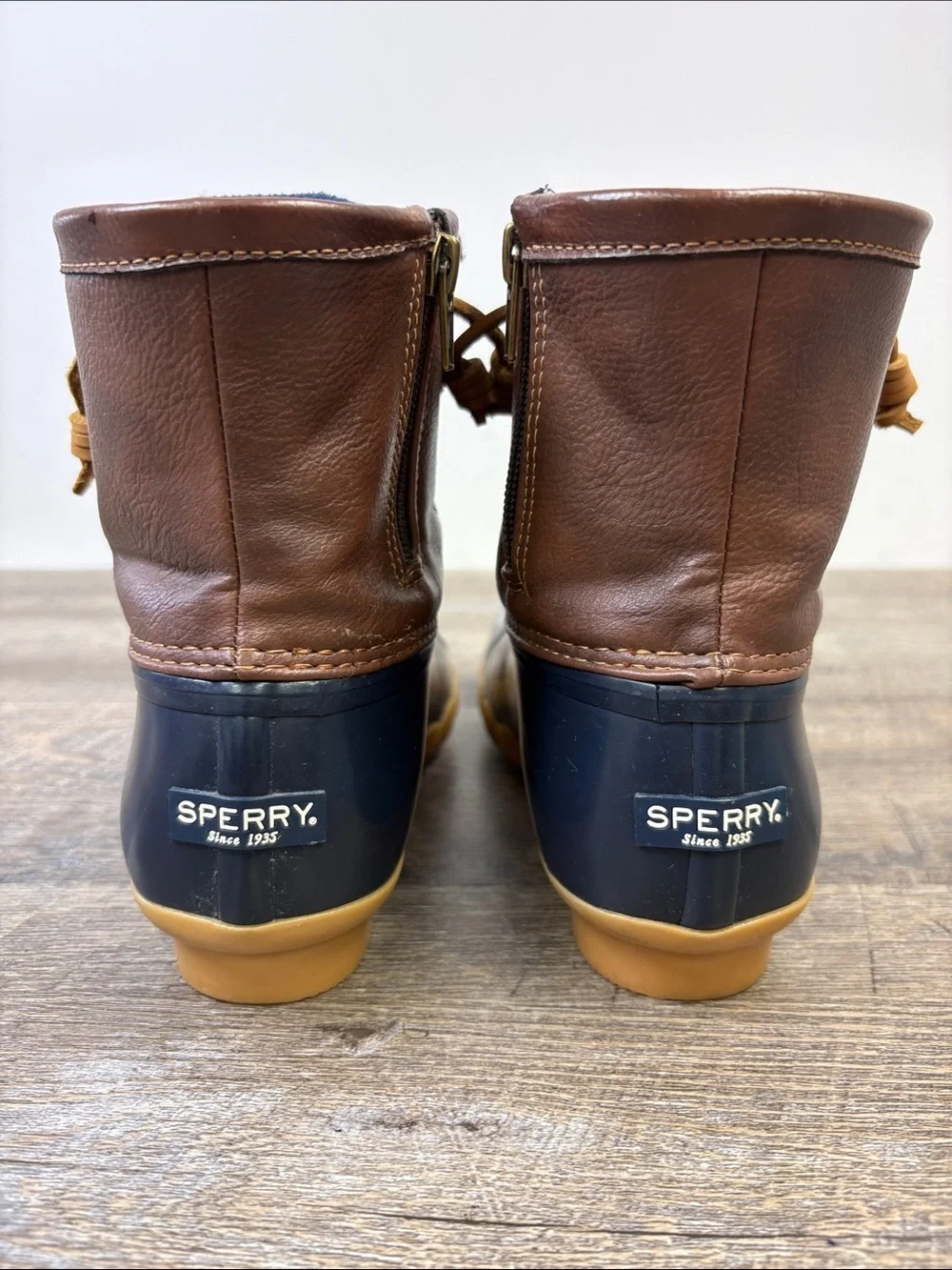 Sperry Saltwater Waterproof Duck Boots Navy Brown Girls US 5 / Women’s